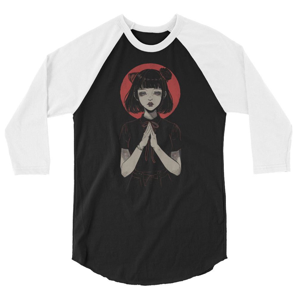 Anime Praying Girl Raglan T-Shirt OBSCVRAL