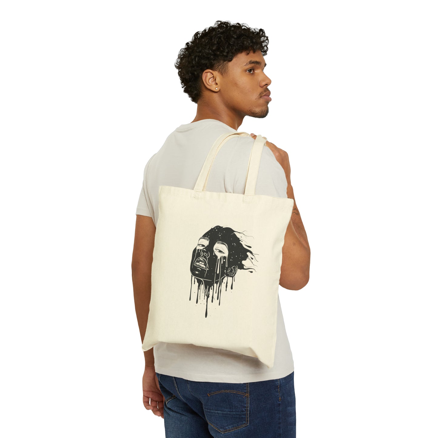 Dripping Face - Cotton Canvas Tote Bag OBSCVRAL